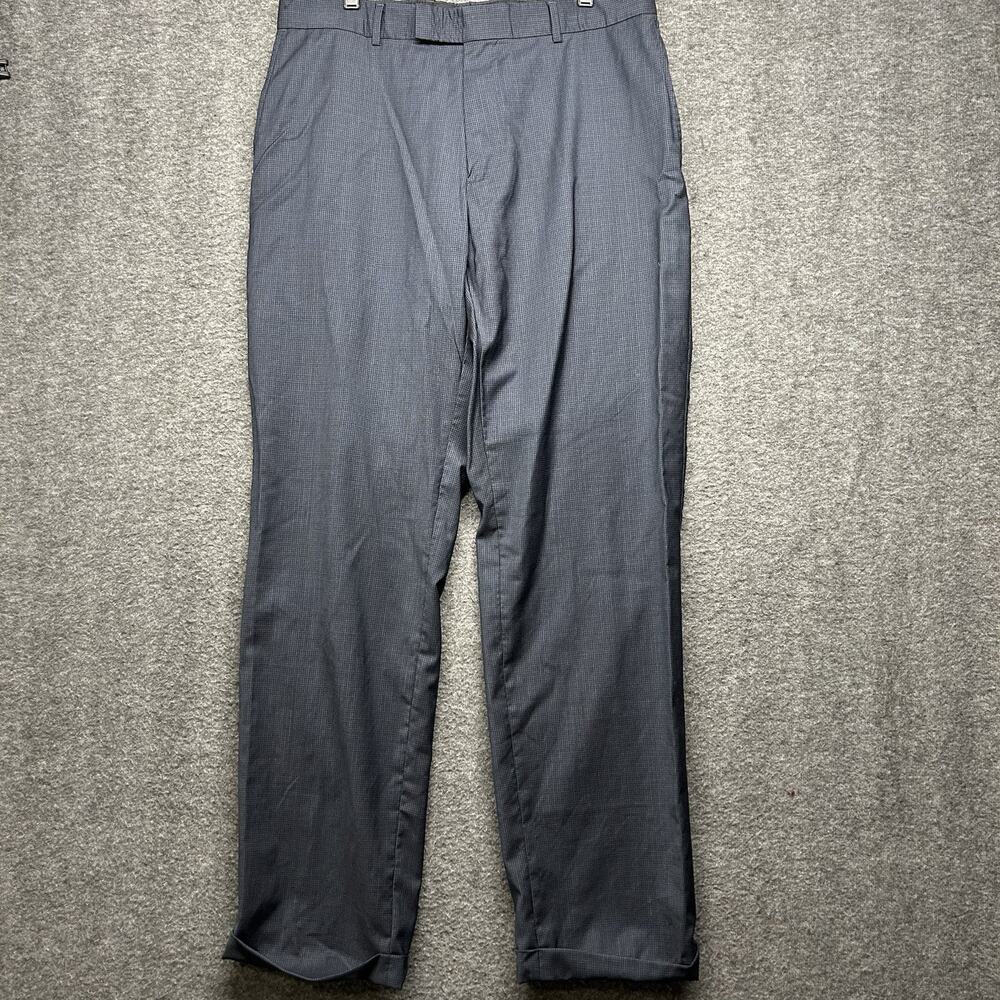 BOSS HUGO BOSS Dress Pants 36X32‎ Blue Flat Front Preppy Cuffed
